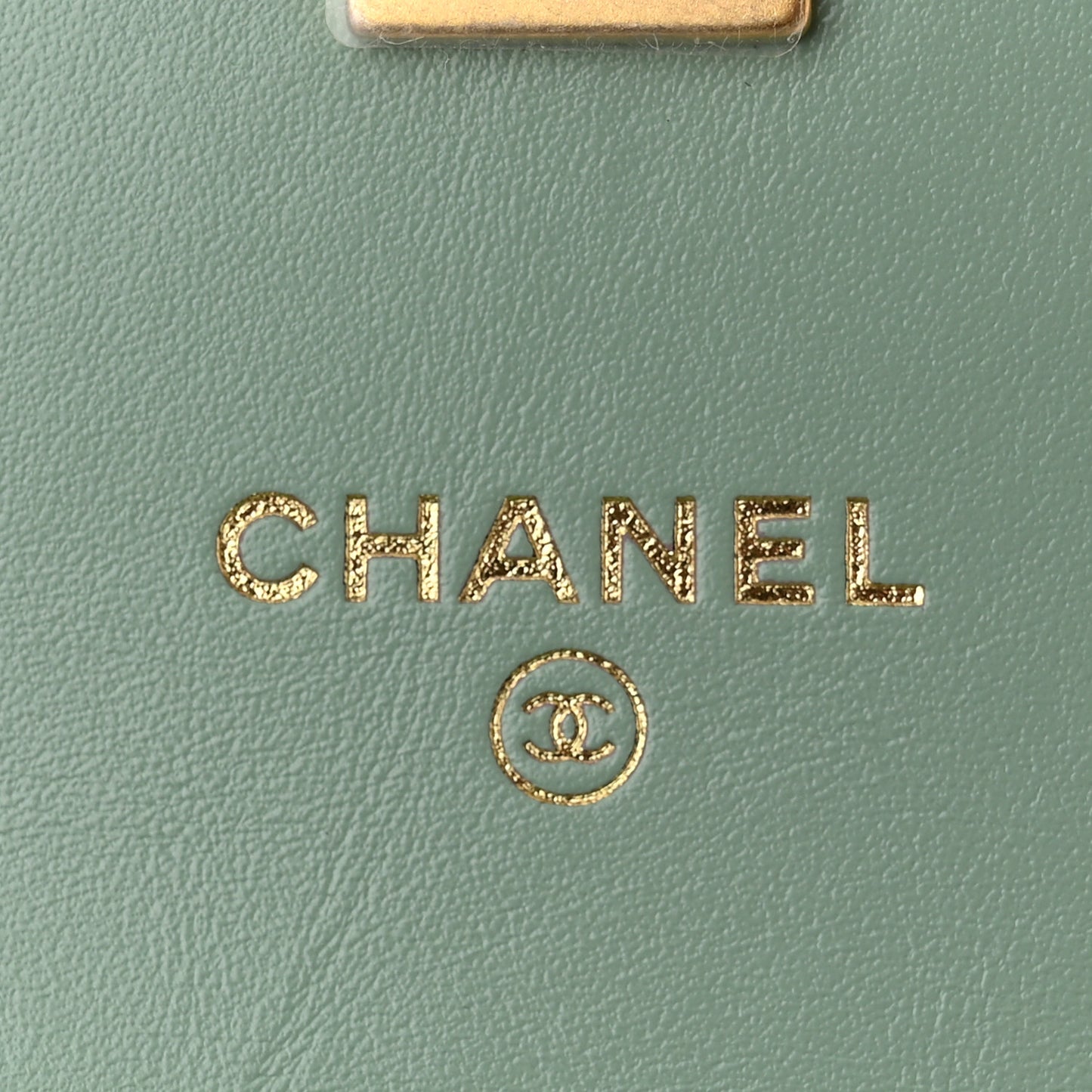 Shiny Calfskin Quilted Top Handle Flap Clutch With Chain Light Green