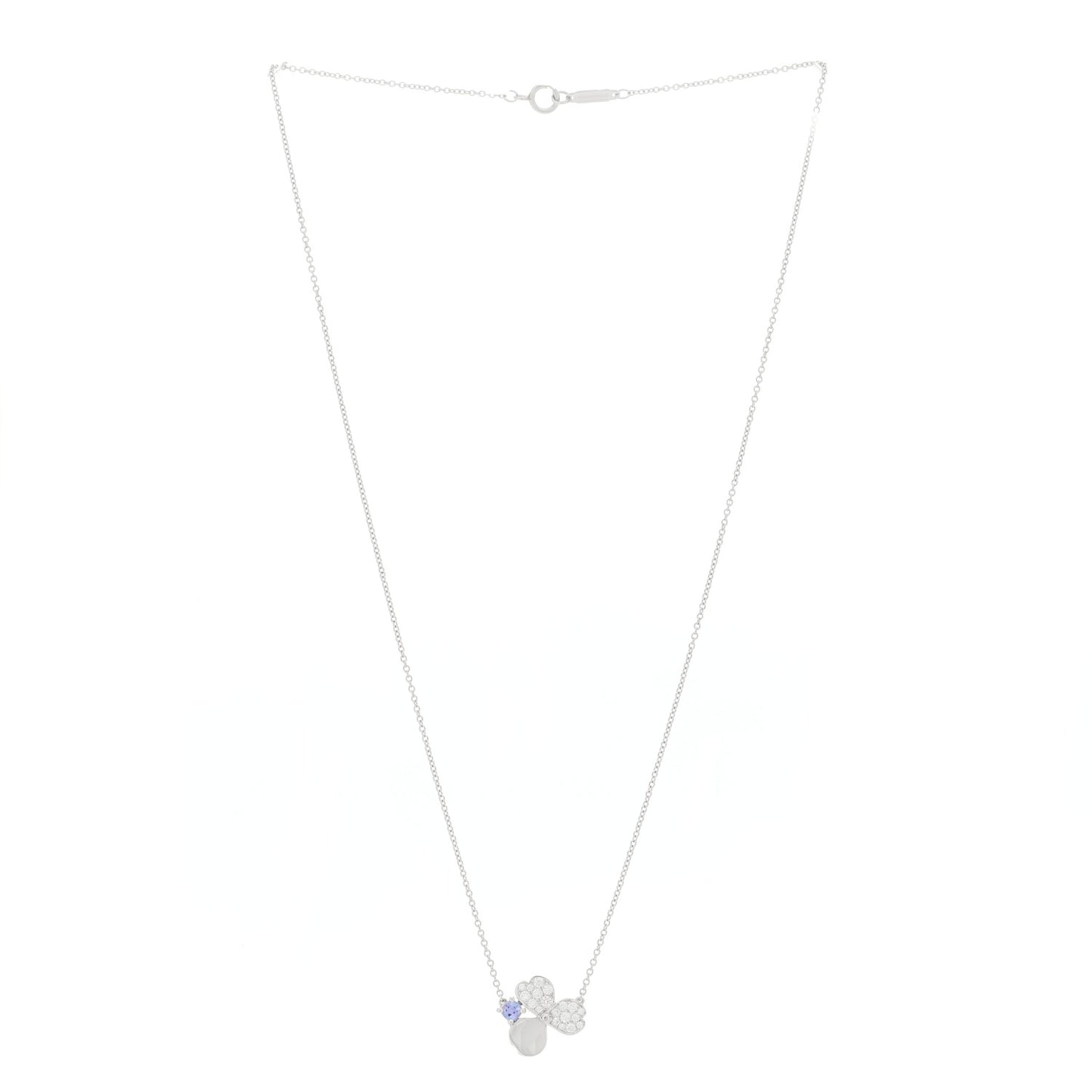 Platinum Diamond Tanzanite Paper Flowers Pendant Necklace