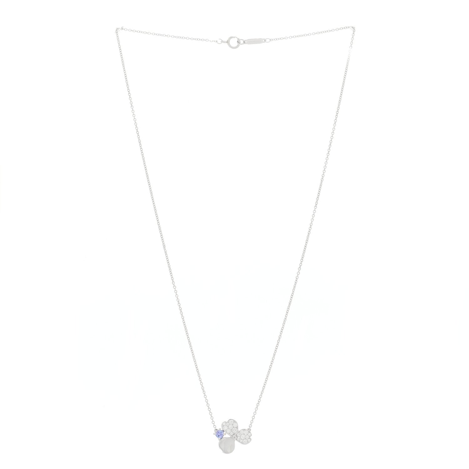 Tiffany Platinum Diamond Tanzanite Paper Flowers Pendant Necklace 3 of 5