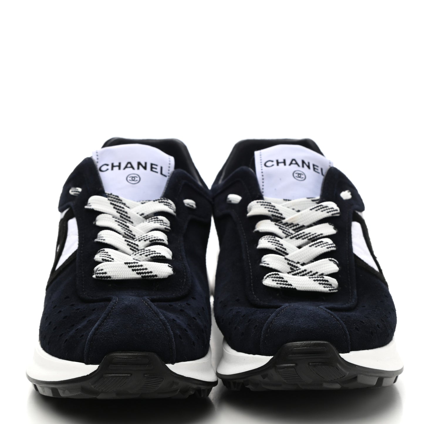 Fabric Suede Kidskin CC Sneakers 37.5 Dark Navy White