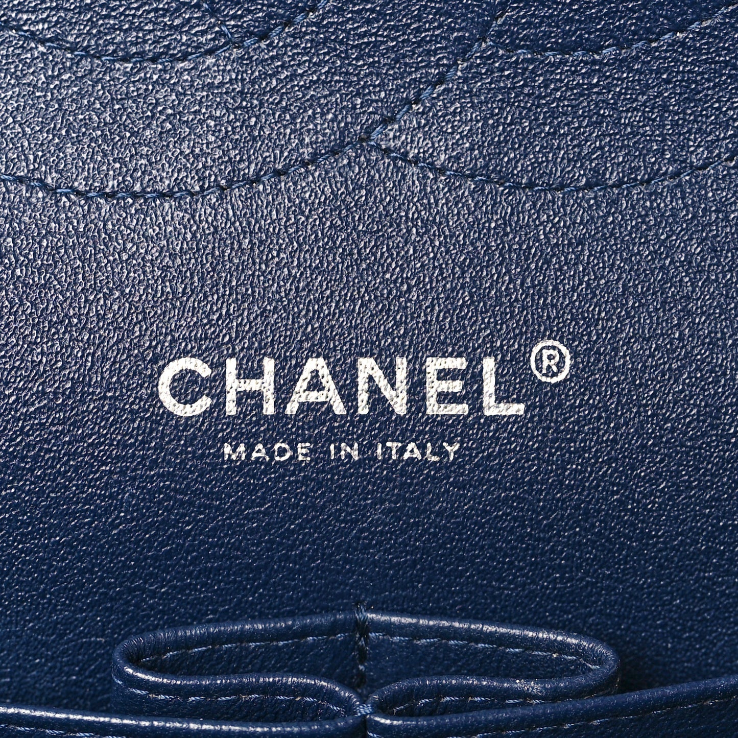 Caviar Quilted Jumbo Double Flap Navy Blue