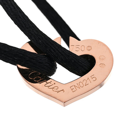 Cartier 18K Pink Gold Hearts and Symbols Cord Bracelet Black 3 of 3