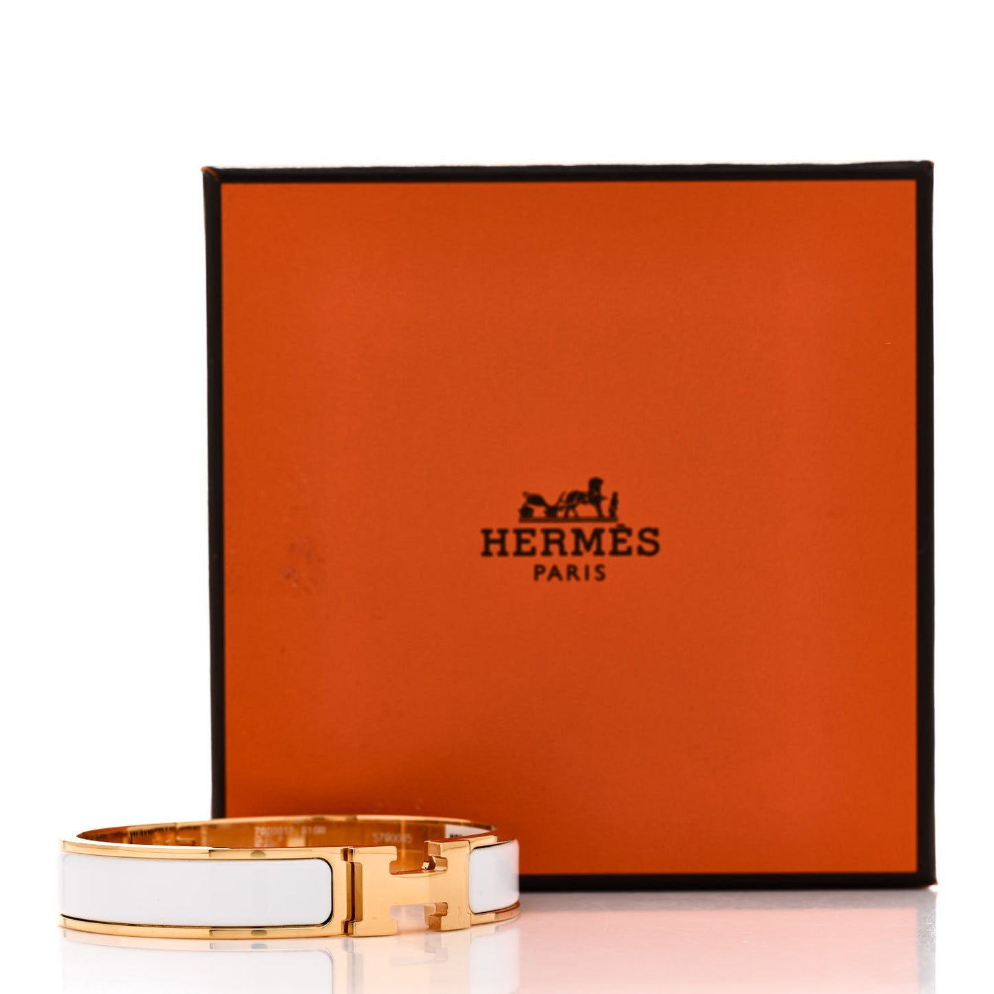Enamel Narrow Clic Clac H Bracelet GM White