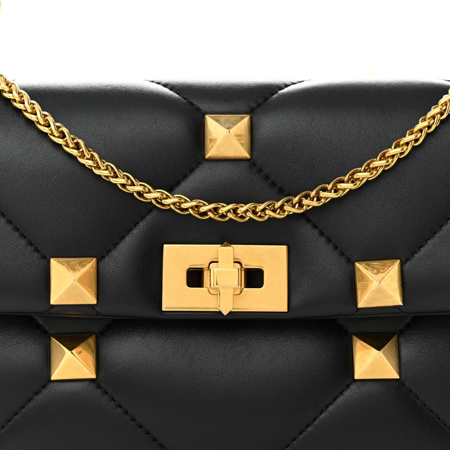 Valentino Garavani Nappa Large Roman Stud Shoulder Bag Black 7 of 11
