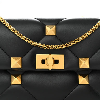 Valentino Garavani Nappa Large Roman Stud Shoulder Bag Black 7 of 11