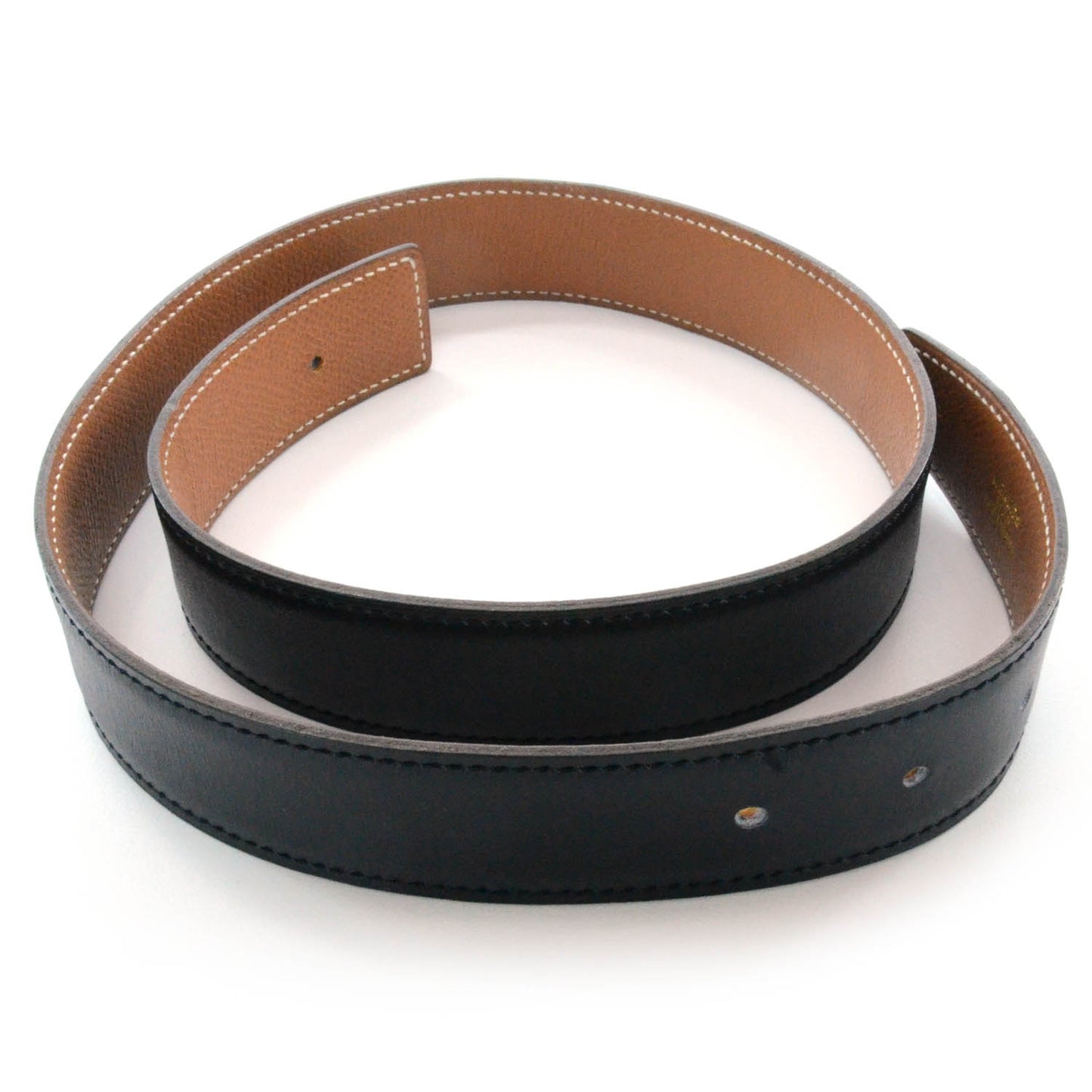 Box Courchevel Reversible Belt Strap Black Gold 68