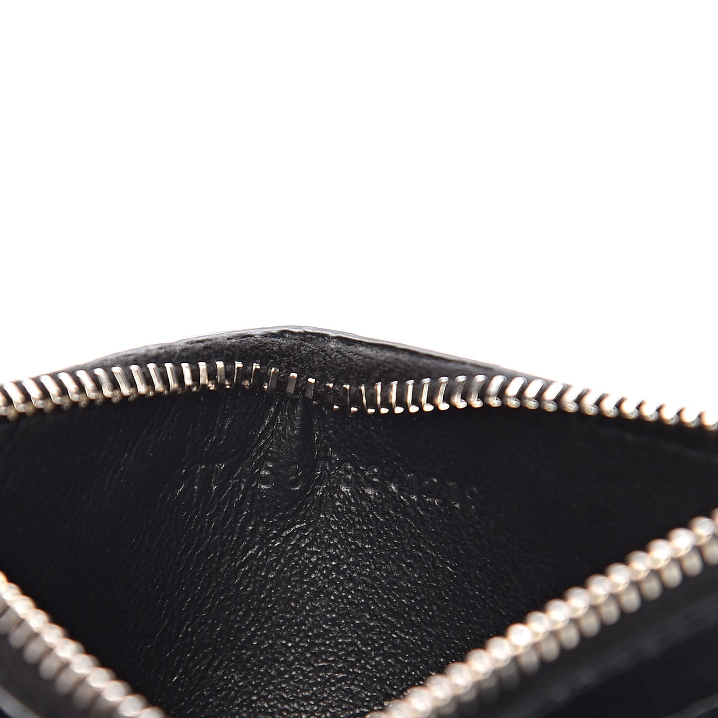 Calfskin Crocodile Embossed 5 Fragments Zip Pouch Card Holder Black