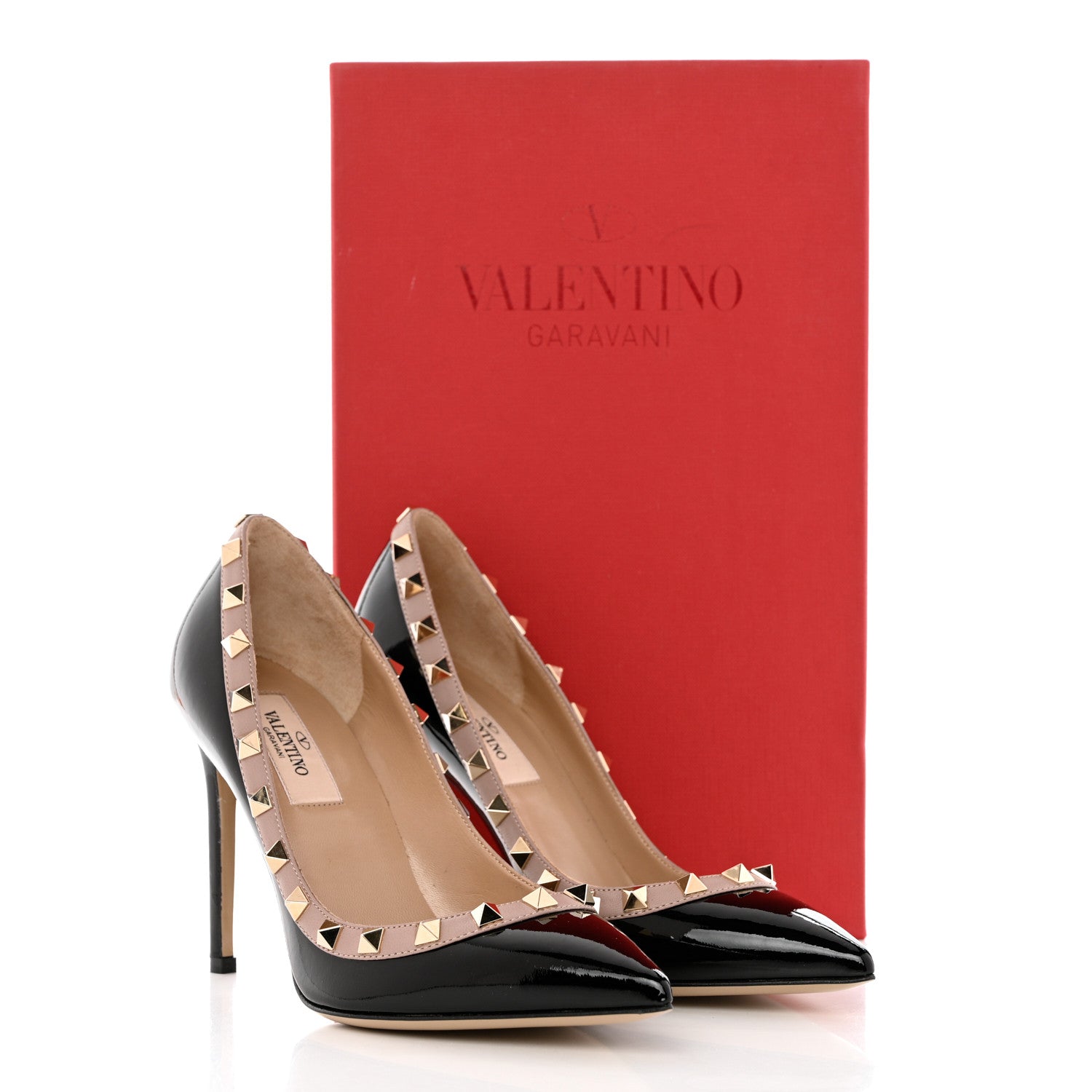 Valentino Garavani Patent Rockstud 100mm Pumps 35 Black Poudre 9 of 9