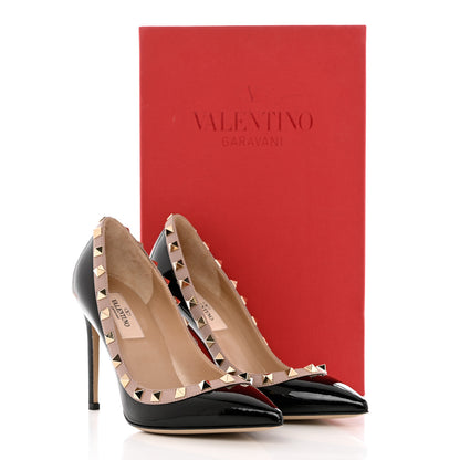 Valentino Garavani Patent Rockstud 100mm Pumps 35 Black Poudre 9 of 9
