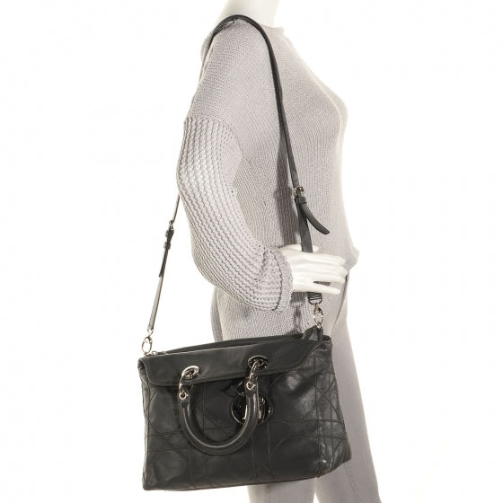 Lambskin Cannage Medium Granville Tote Grey