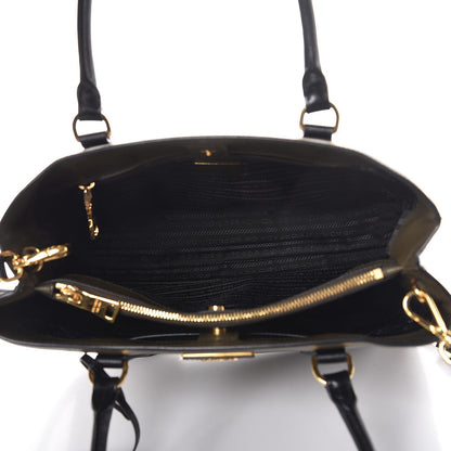Prada Saffiano Lux Bi-Color Medium Tote Militare Black 6 of 13