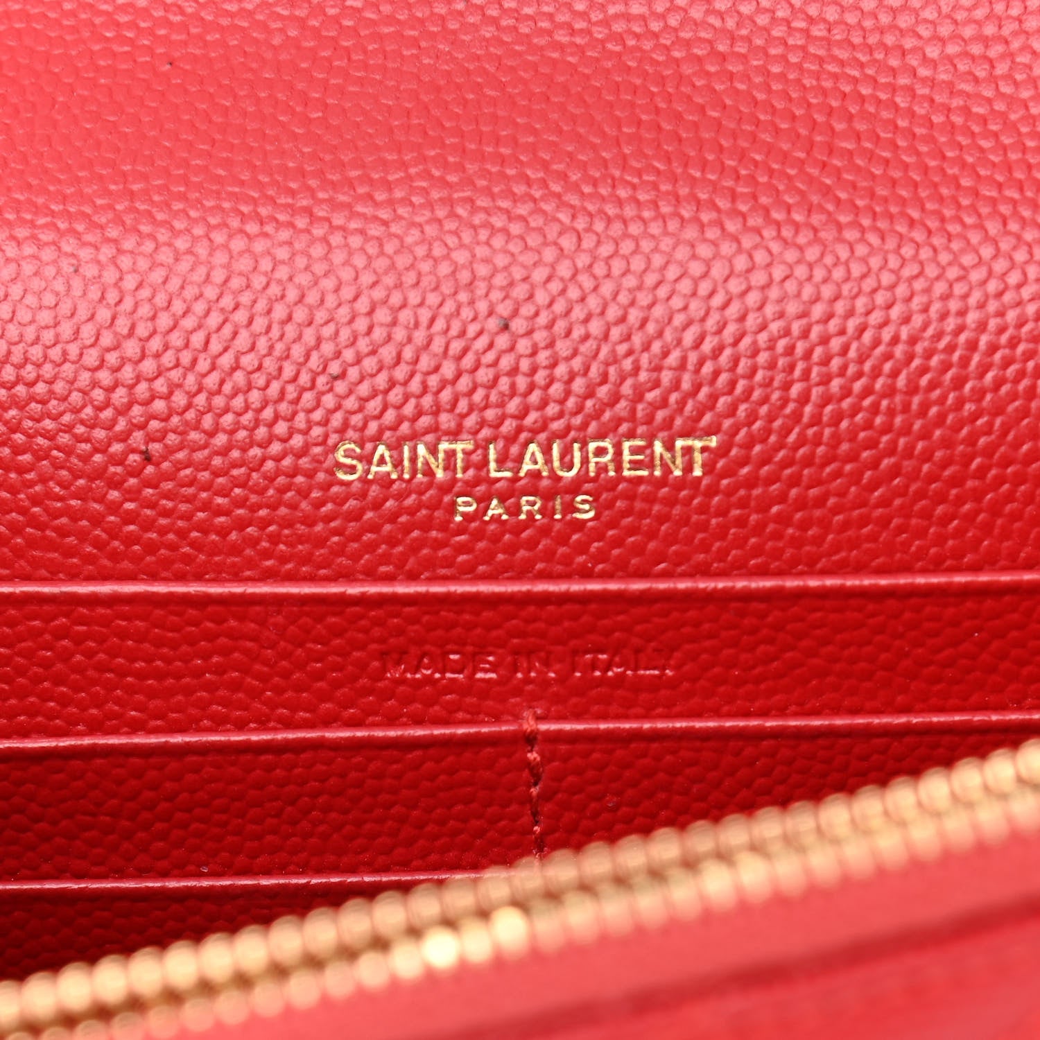 Saint Laurent Grain De Poudre Matelasse Chevron Cassandre Envelope Chain Wallet New Red 6 of 11