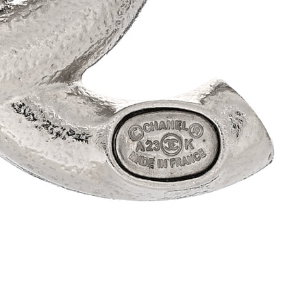 Chanel Crystal Enamel CC Earrings Silver Black 4 of 5