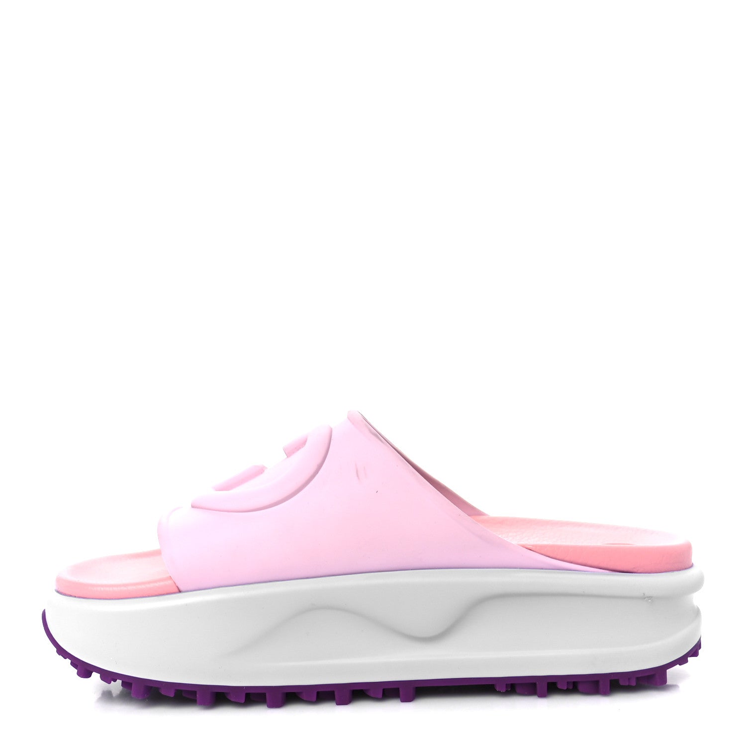 Gucci Soft Rubber Womens Interlocking G Platform 42mm Slide Sandals 39 Sugar Pink 1 of 11