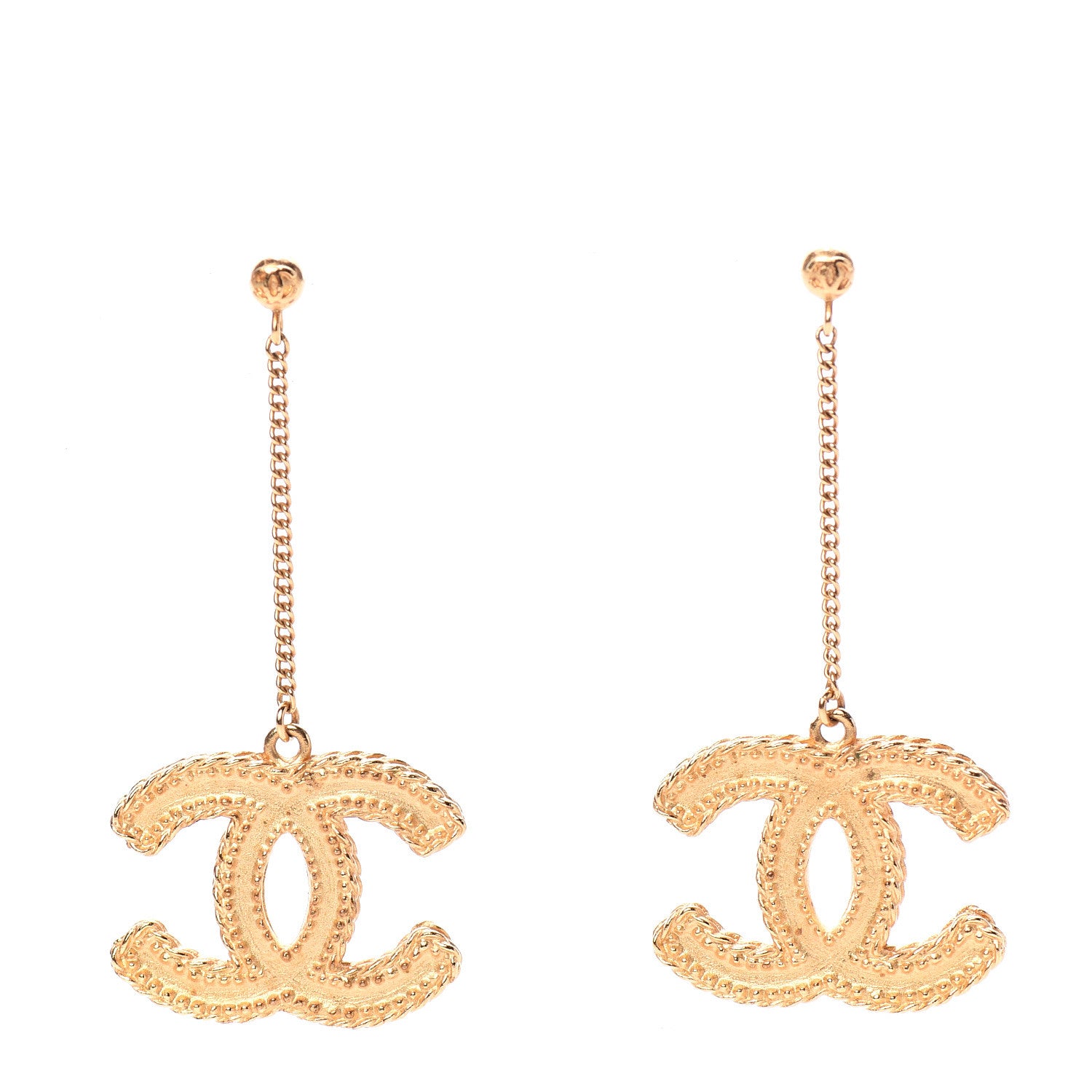 Chanel CC Drop Earrings Matte Gold 1 of 4