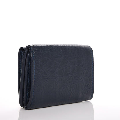 Balenciaga Agneau Arena Classic Gold Hardware Mini Wallet Bleu Obscur 3 of 8