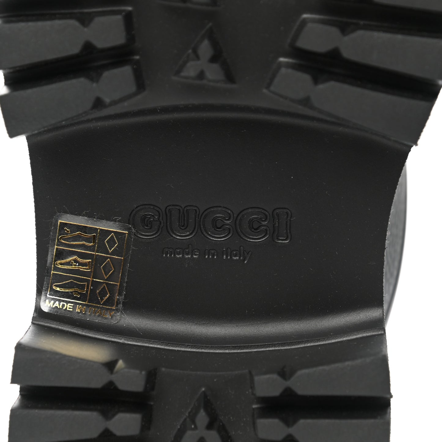 Rubber GG Monogram Perforated Elea Platform 55mm Lug Sole Sandals 38 Black