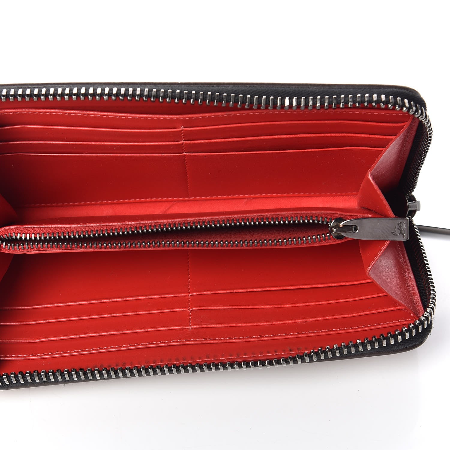 Christian Louboutin Calfskin Panettone Spiked Zip Around Wallet Caramel 5 of 9