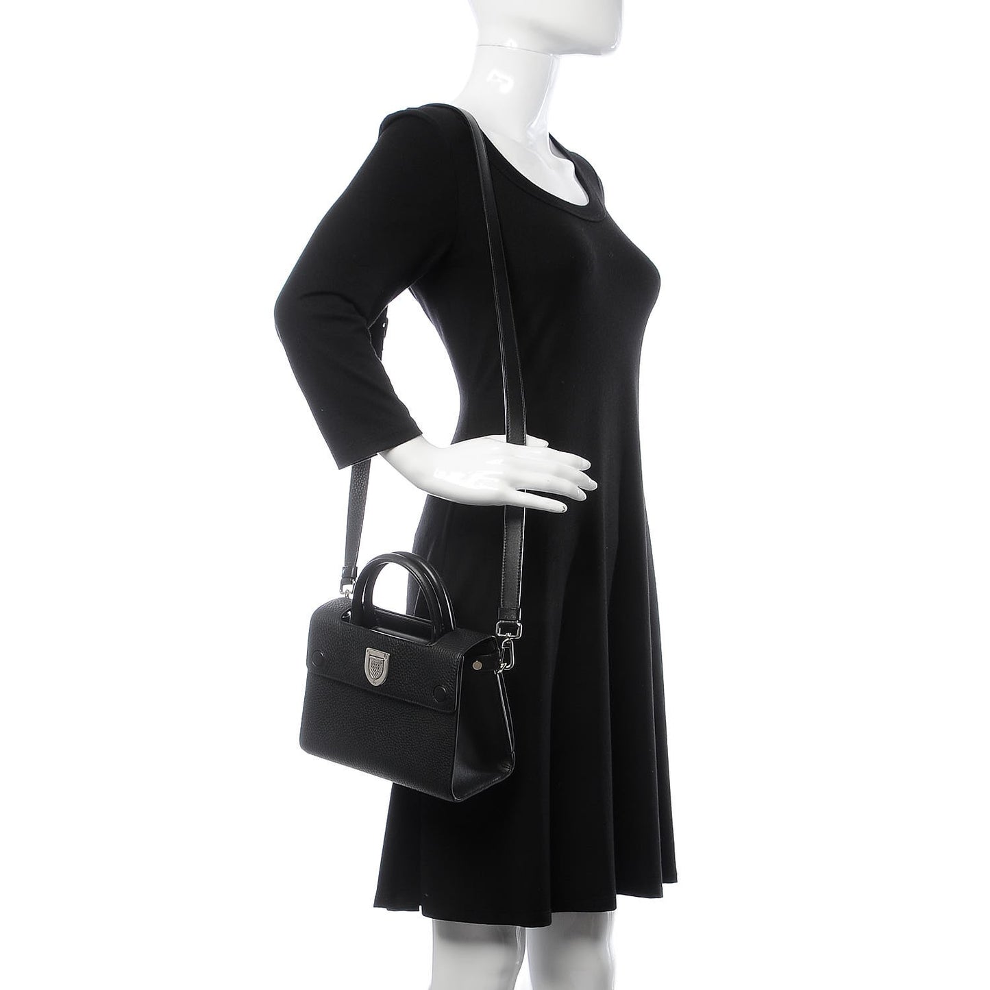 Grained Calfskin Mini Diorever Flap Black