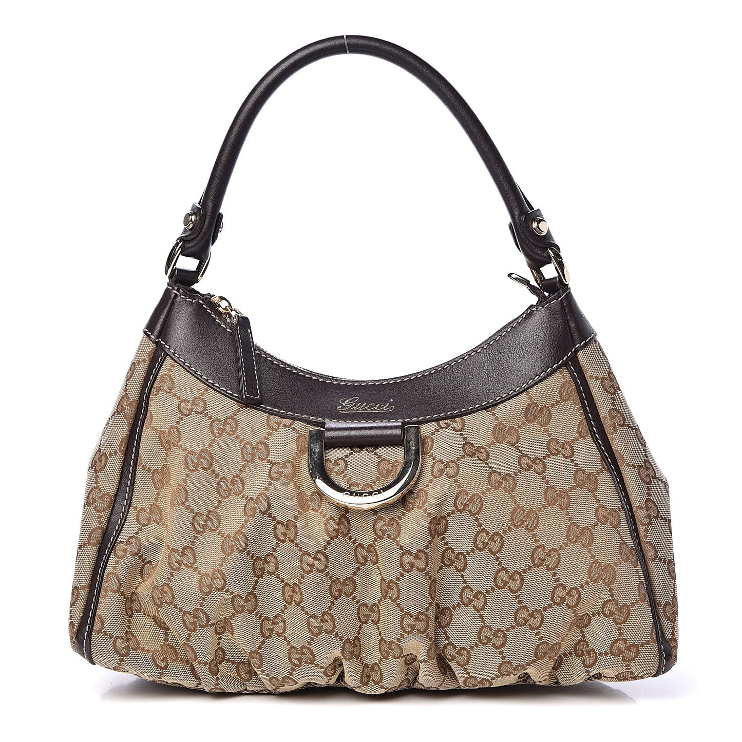Monogram Medium D Gold Ring Hobo Brown