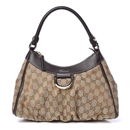Gucci Monogram Medium D Gold Ring Hobo Brown 1 of 14
