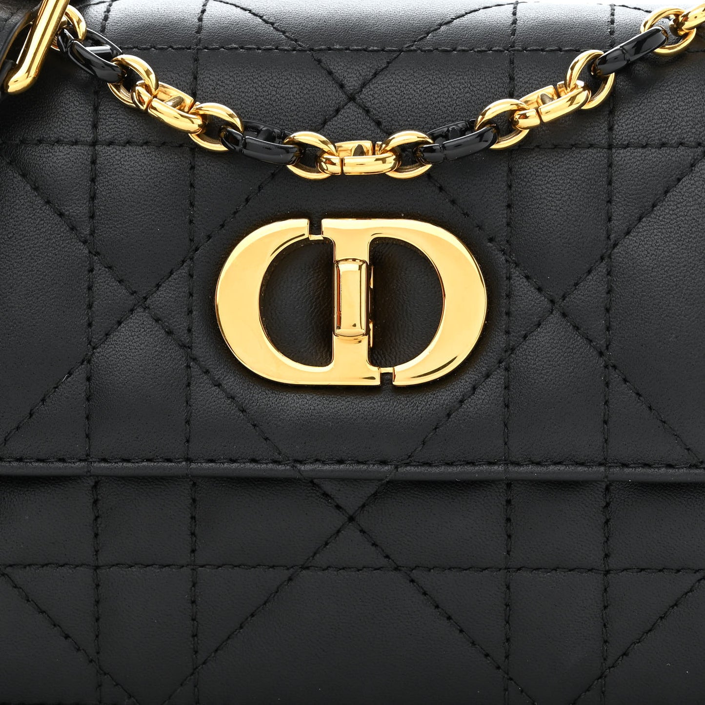 Lambskin Macrocannage Mini Miss Caro Bag Black