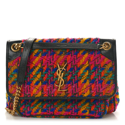 Saint Laurent Tweed Calfskin Matelasse Monogram Medium Niki Chain Satchel Multicolor 1 of 10