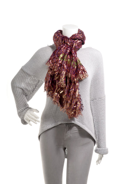 Louis Vuitton Cashmere Silk Leopard Etole Stole Disco Prune 2 of 7