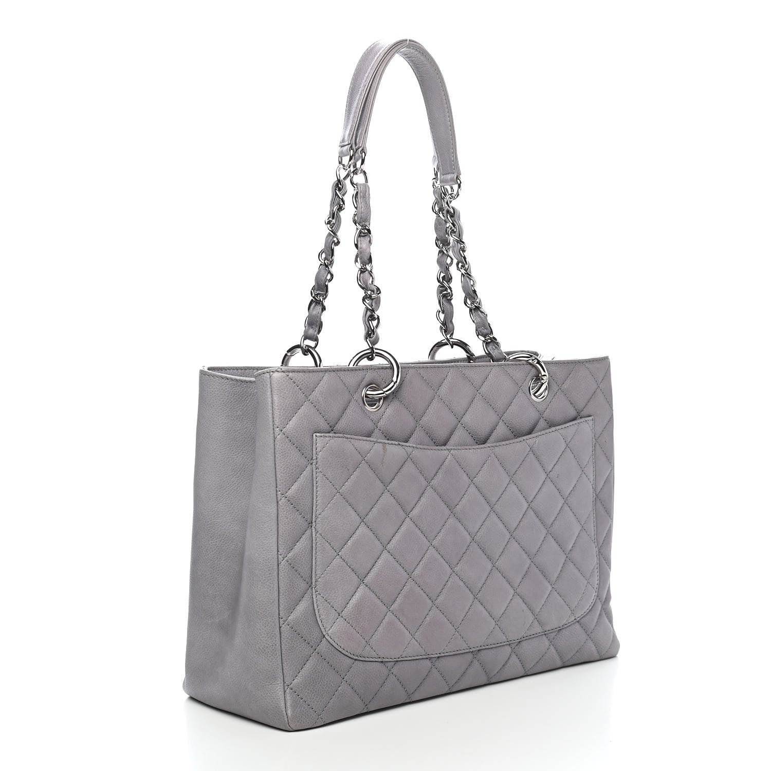 Chanel Caviar Quilted Grand Shopping Tote GST Light Grey 3 of 11