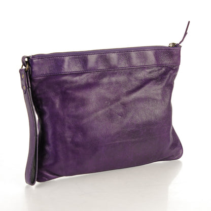 Balenciaga Chevre Classic Hardware Flat Handle Clutch Eggplant 3 of 8