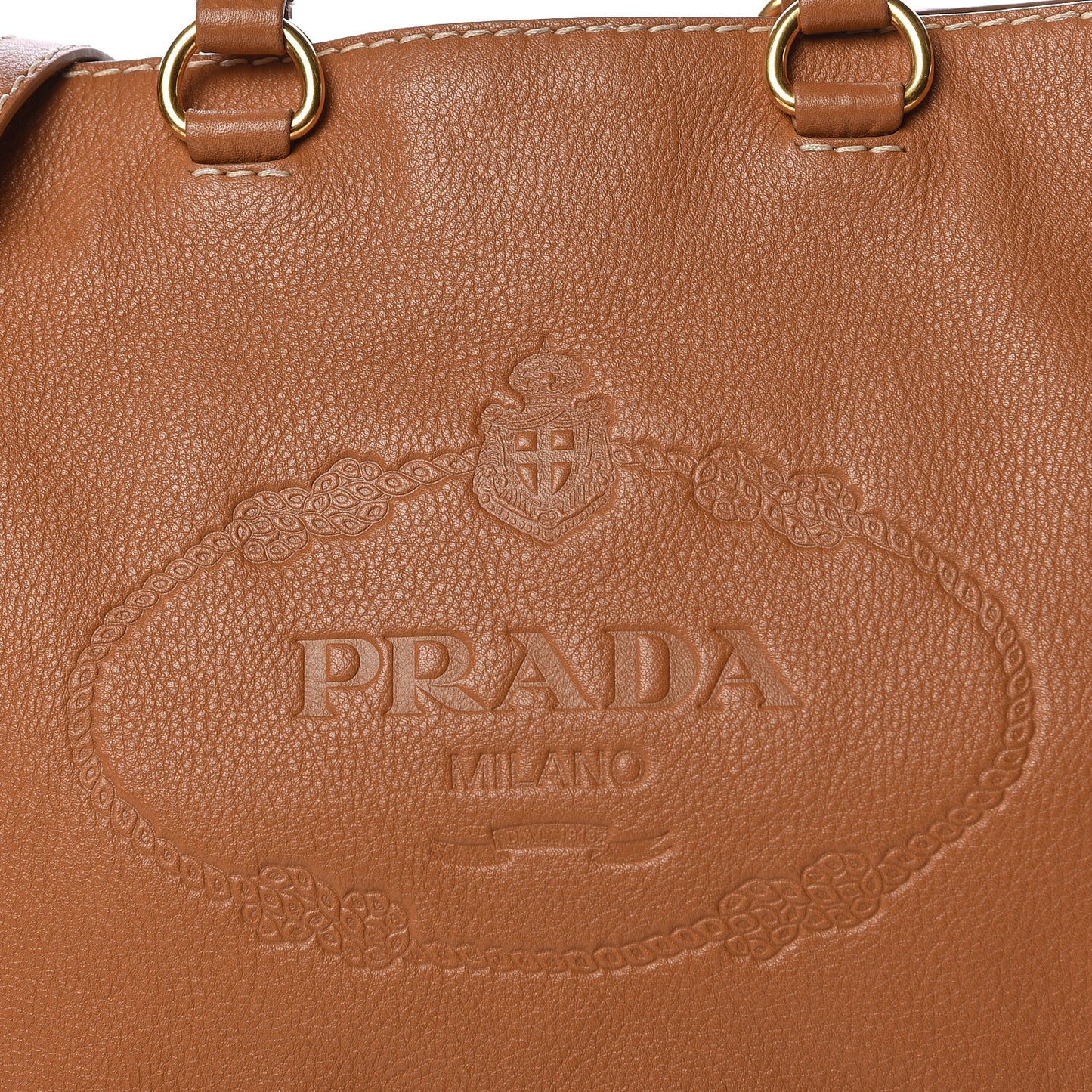 Vitello Daino Logo Shopping Tote Cuoio