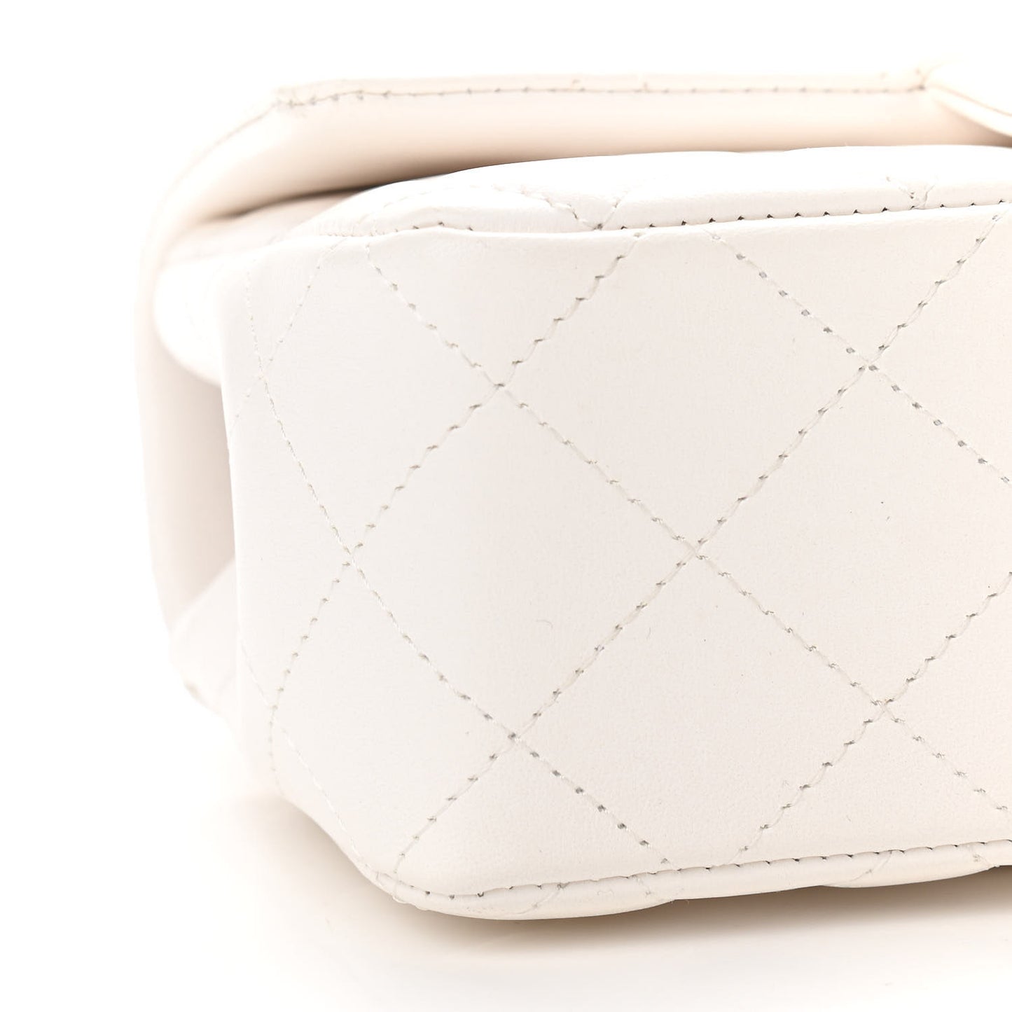 Lambskin Quilted Mini Rectangular Flap White