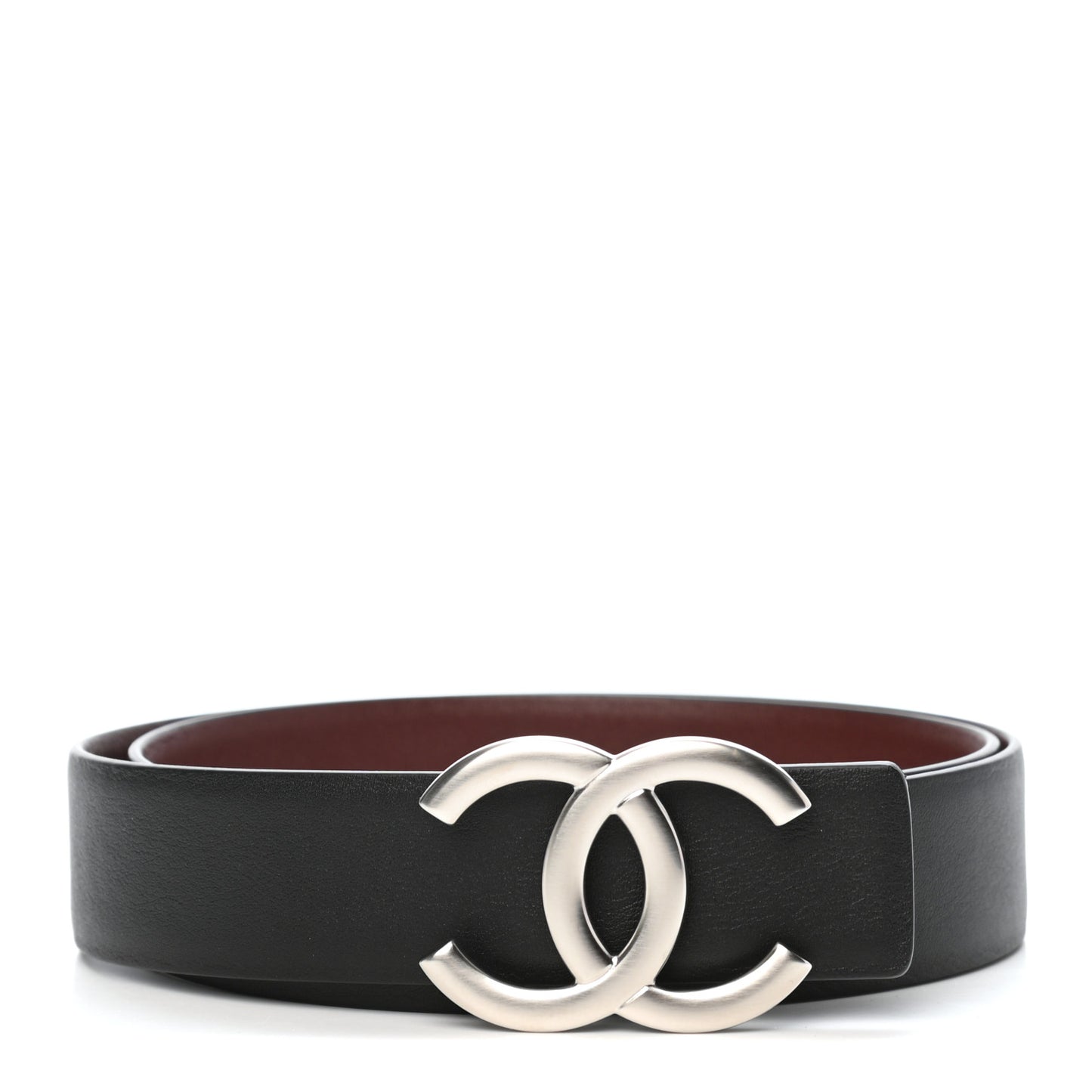Calfskin CC Reversible Belt 80 32 Black Burgundy