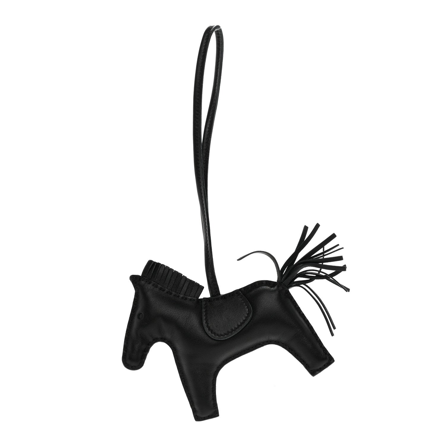 Hermes Milo Lambskin Grigri Rodeo Horse Bag Charm MM So Black 1 of 5