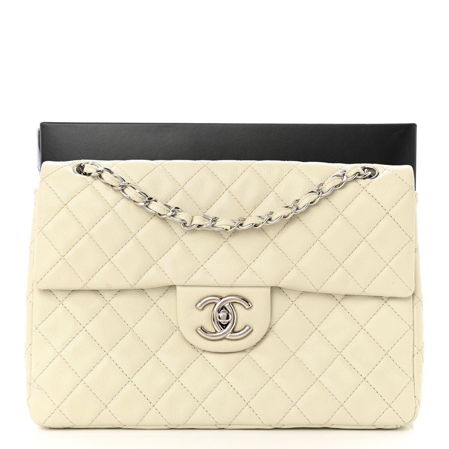 Chanel Washed Caviar Quilted Maxi Single Flap White 13 of 13