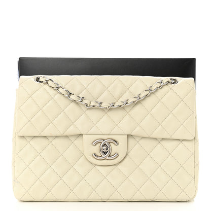 Chanel Washed Caviar Quilted Maxi Single Flap White 13 of 13