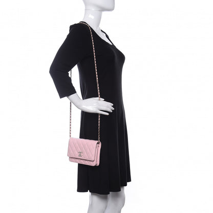 Chanel Caviar Quilted Coco Candy Wallet On Chain WOC Light Pink 2 of 12