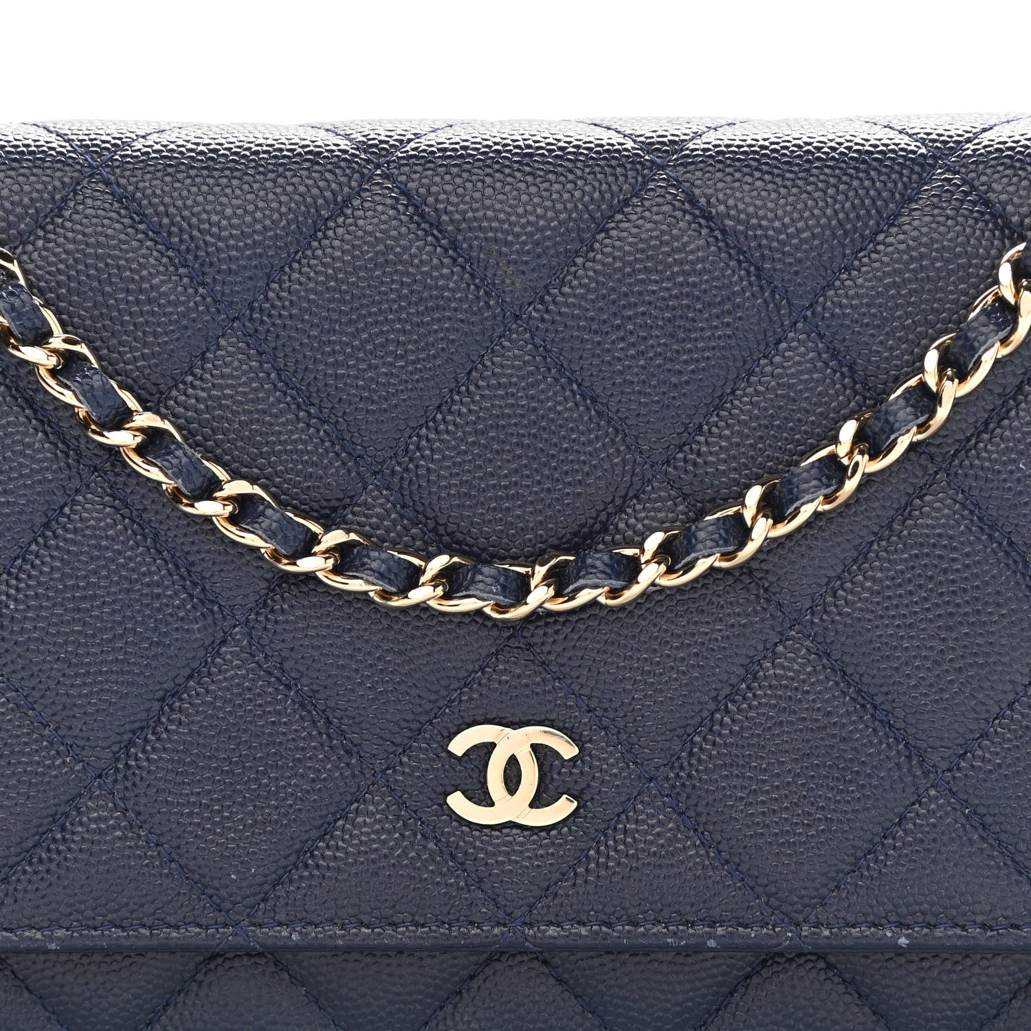 Chanel Caviar Quilted Wallet On Chain WOC Navy Blue 9 of 13