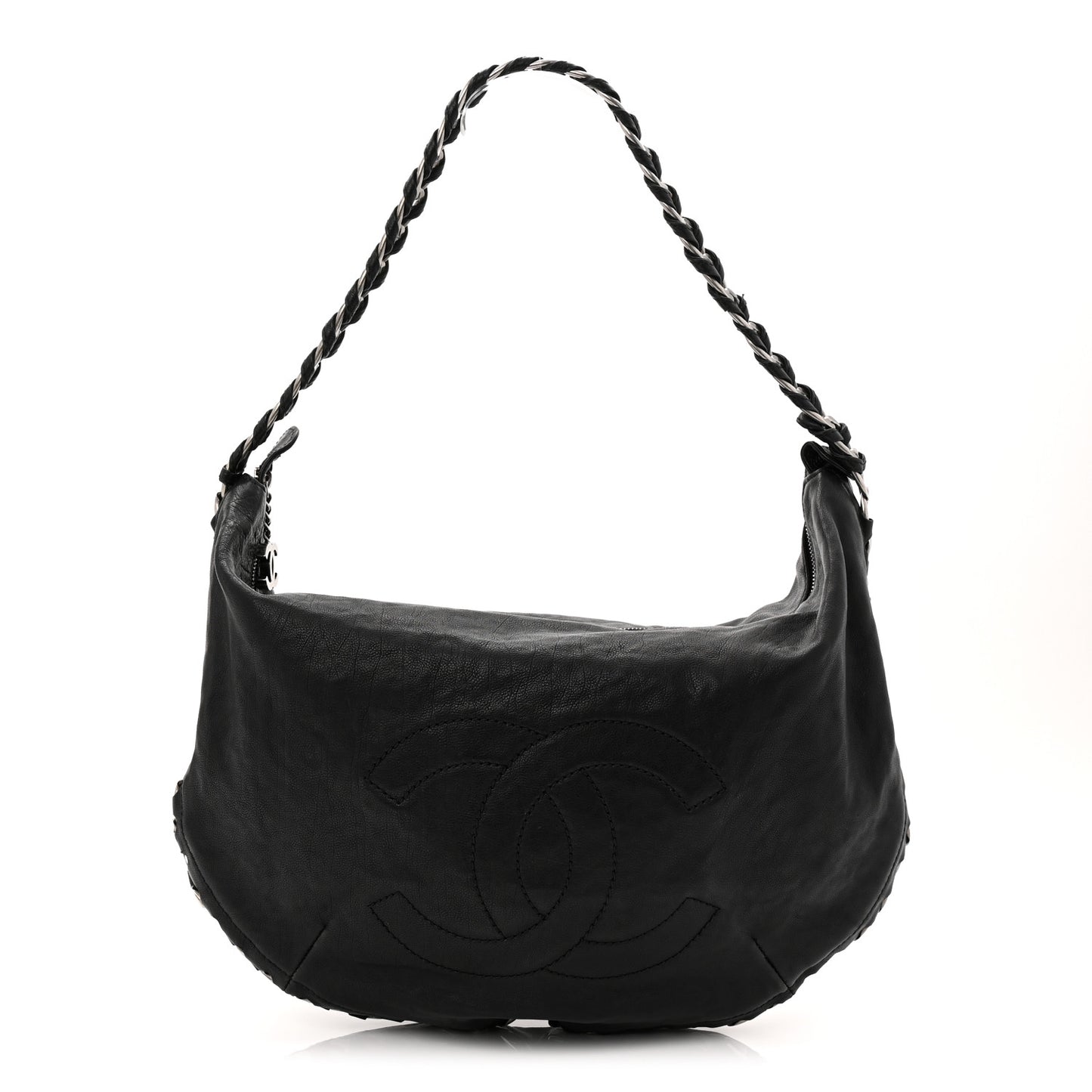 Calfskin Modern Chain Hobo Black