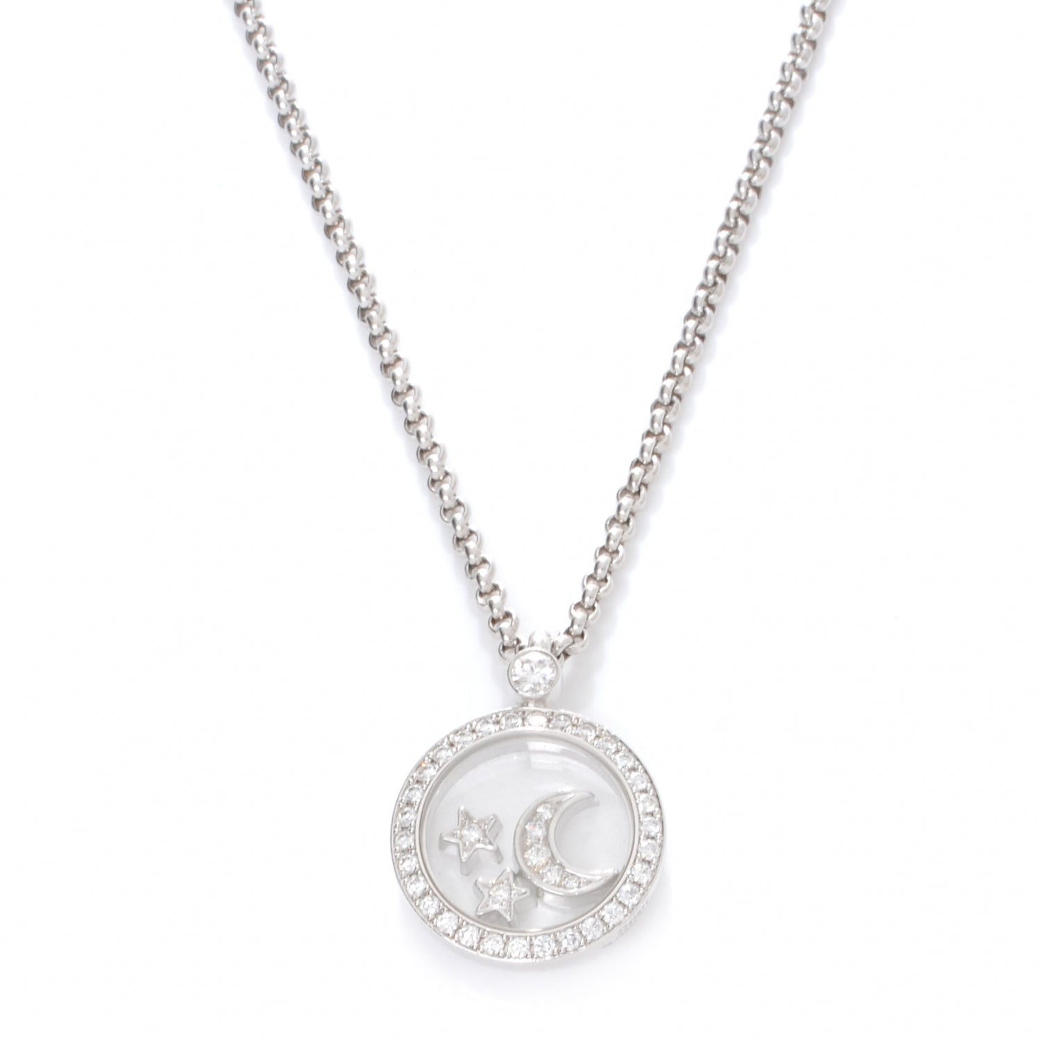 Chopard 18k Diamond Happy Diamonds Stars Moon Necklace 1 of 6