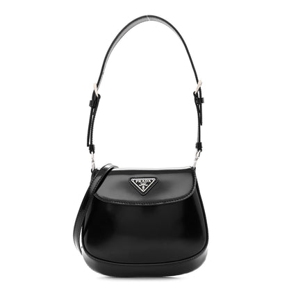 Prada Spazzolato Mini Cleo Flap Adjustable Strap Shoulder Bag Black 1 of 9