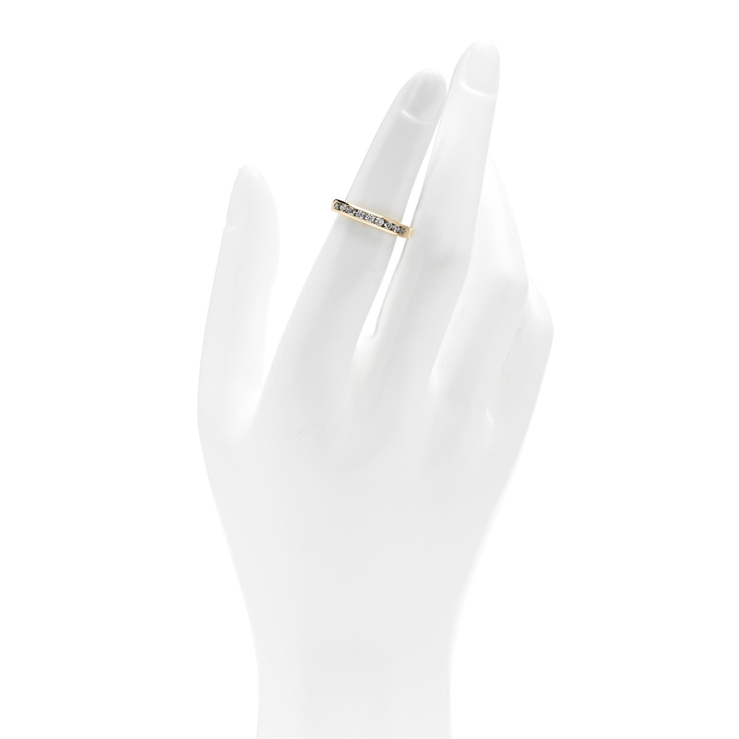 Tiffany 18K Yellow Gold Diamond 3mm Half Circle Wedding Band Ring 48 4.5 2 of 5