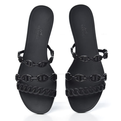 Hermes Rubber Chaine d'Ancre Rivage Sandals 35 Black 5 of 10