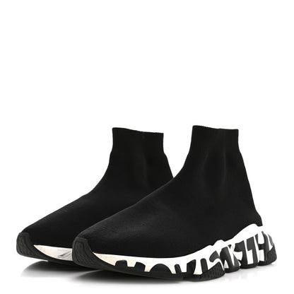 Balenciaga Neoprene Knit Womens Speed Graffiti Sneakers 38 Black White 4 of 11
