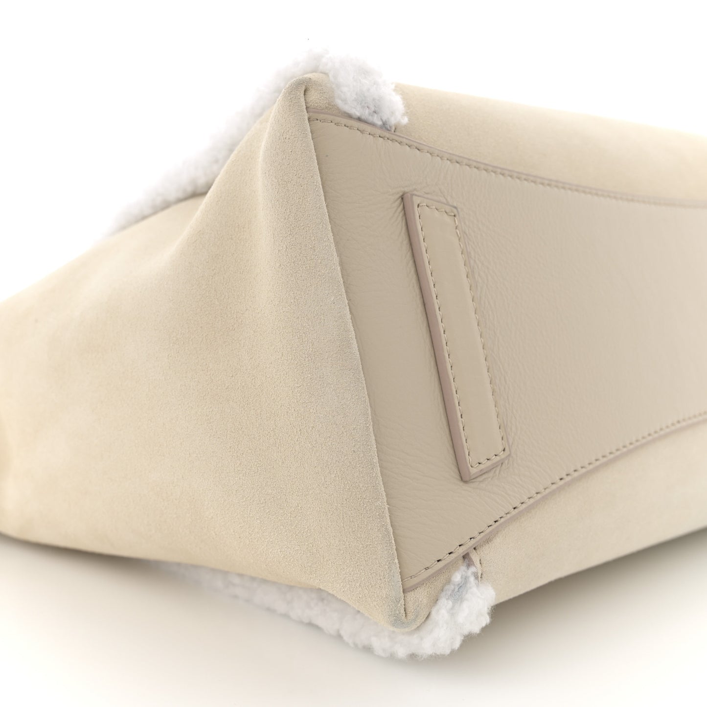 Suede Shearling Small Antigona Natural Beige