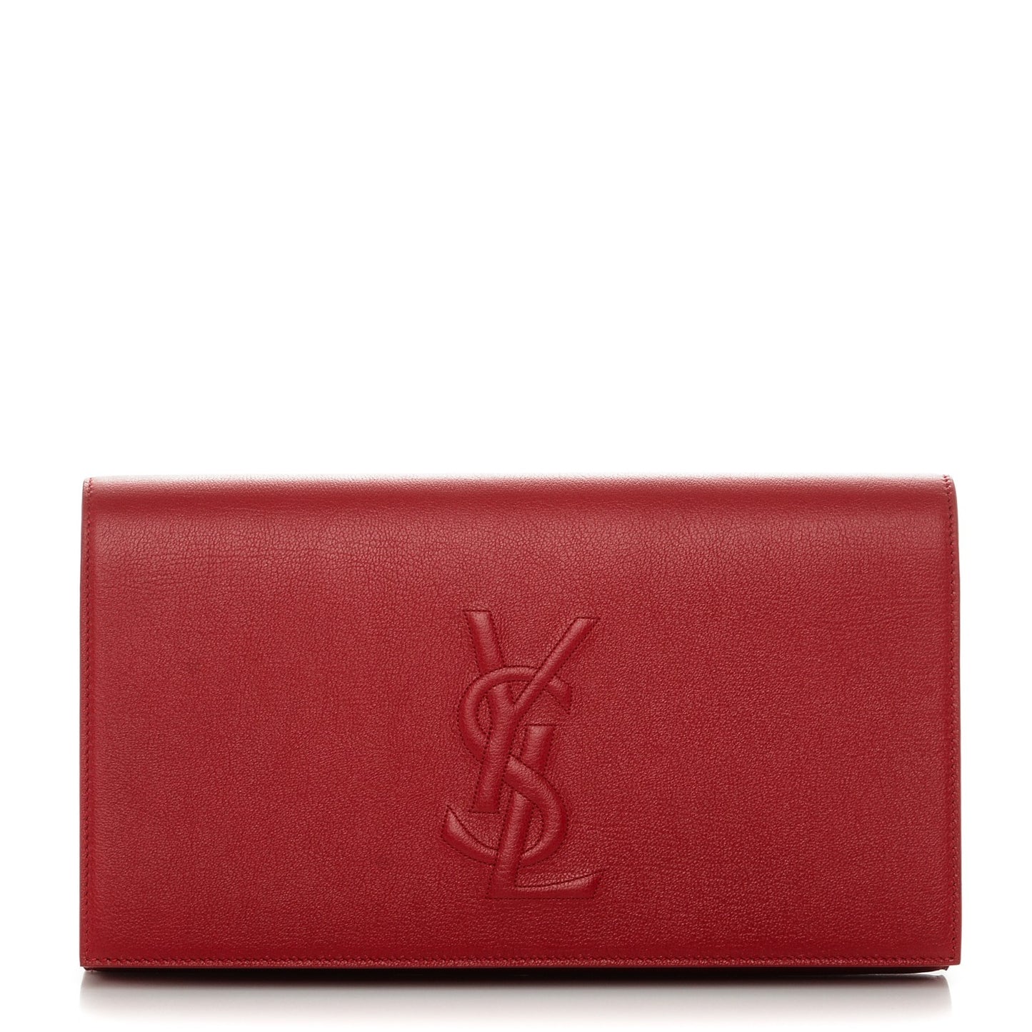 Calfskin Monogram Large Belle De Jour Clutch Lipstick Red