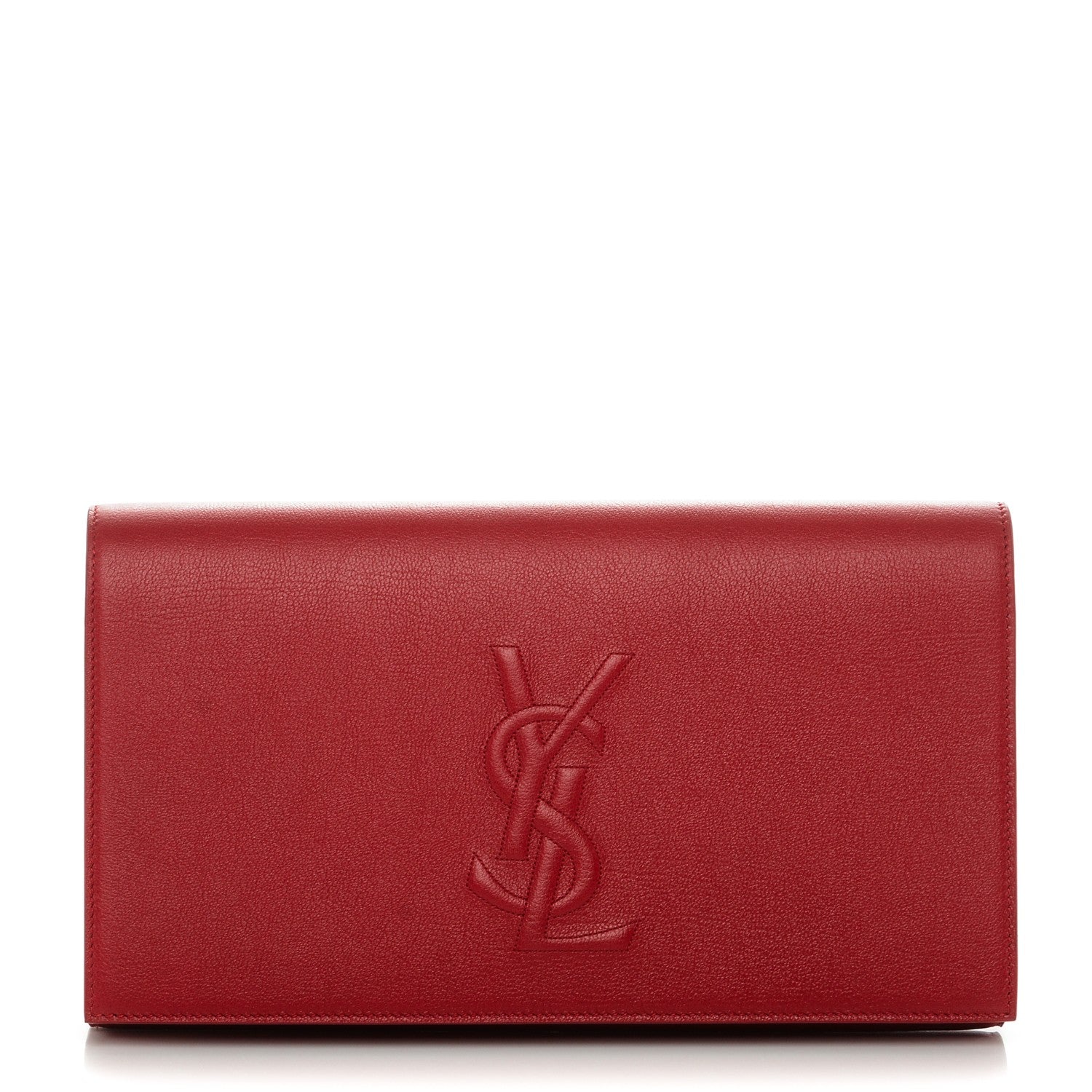 Saint Laurent Calfskin Monogram Large Belle De Jour Clutch Lipstick Red 1 of 7