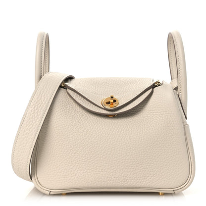 Hermes Taurillon Clemence Mini Lindy 20  Beton 1 of 11