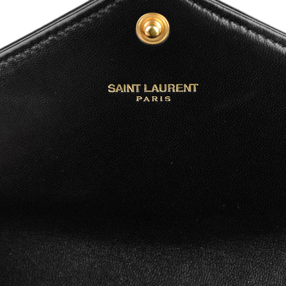 Saint Laurent Lambskin Matelasse Chevron Large Monogram Wallet Black 6 of 8