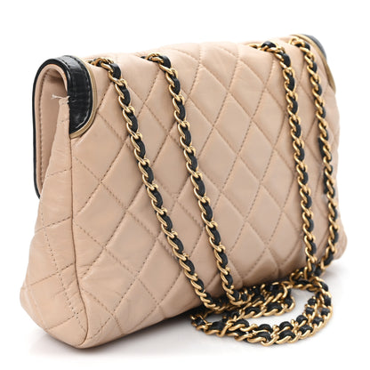 Chanel Lambskin Quilted Mademoiselle East West Flap Beige Black 3 of 11